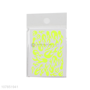 Yiwu market novelty fluorescent yellow nail sticker nail decals