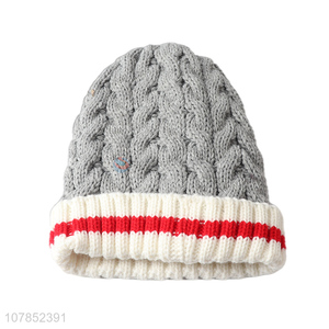 High quality men women knitted beanie cap fleece lined beanie hats