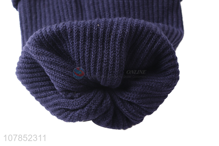Good quality solid color unisex winter cap acrylic knitted beanies