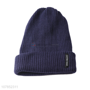 Good quality solid color unisex winter cap acrylic knitted beanies