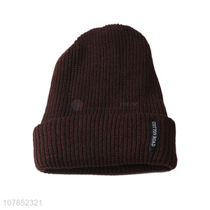 Low price men women winter hats fleece lined knitting beanie hat