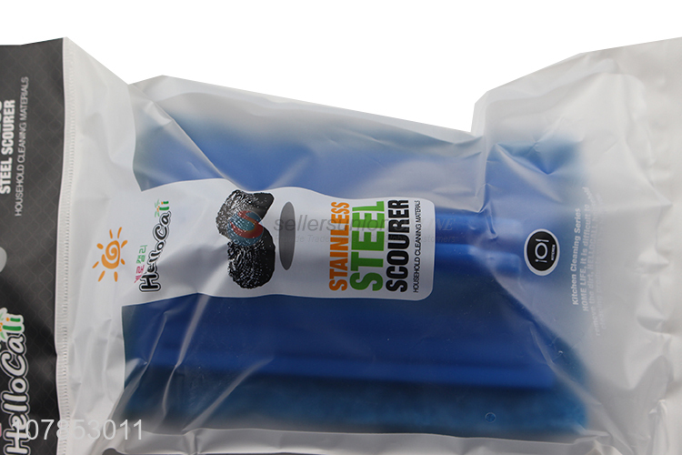 China factory blue kitchen stainless steel wire sponge scourer set