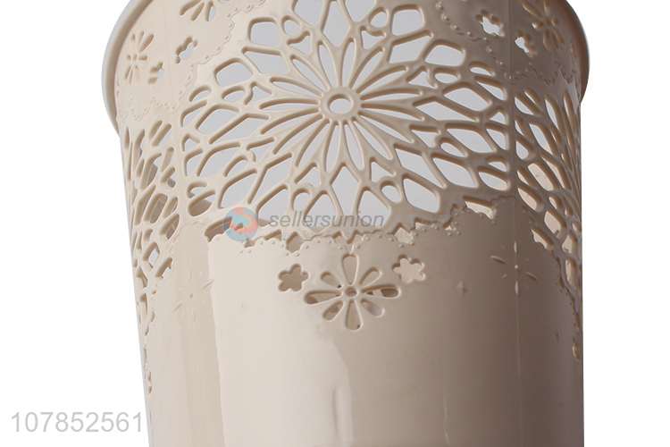 Creative design beige hollow rubbish bin for household