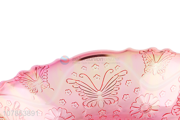 New design pink plastic transparent fruit plate melon seed plate