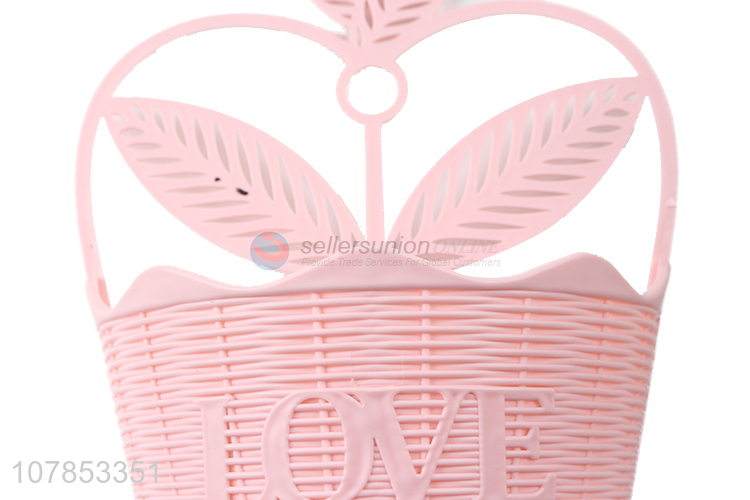 New creative pink plastic storage basket hanging rack
