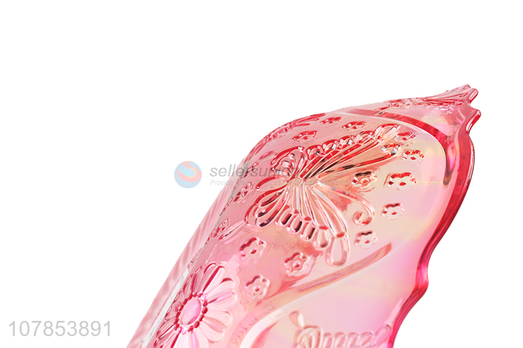 New design pink plastic transparent fruit plate melon seed plate