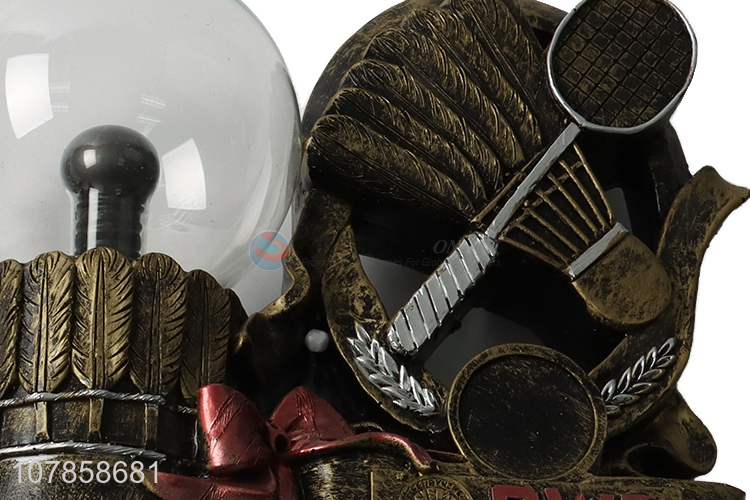 Competitive price creative resin badminton statue static plasma ball lamp