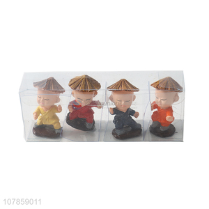 Low price resin little monk figurines for home decoration