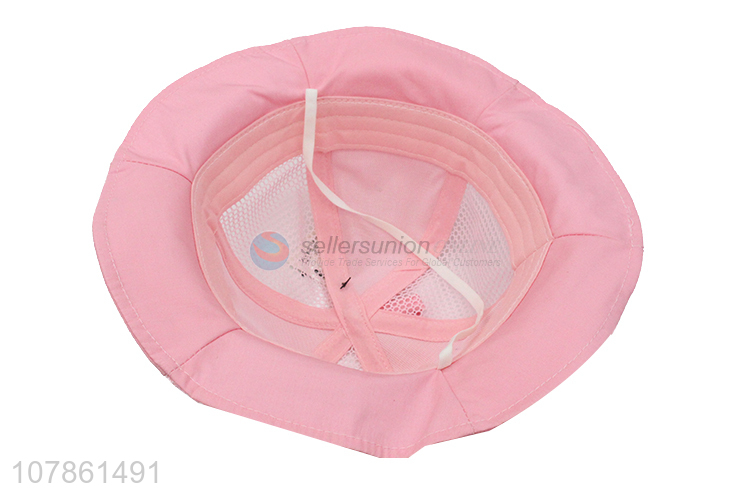 Hot sale pink banana embroidery windproof fisherman hat for kids