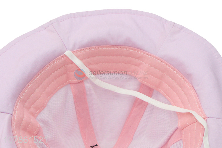 High quality pink cherry embroidery children fisherman hat