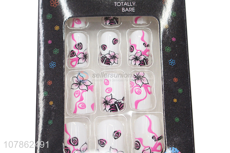 Fashion Printing Full Cover Nail Tips Artificial Fake Nails Set