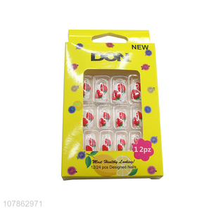 Latest Strawberry Pattern False <em>Nails</em> Tips Kids <em>Artificial</em> <em>Nails</em>