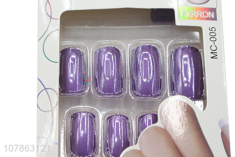 Latest Nail Art Purple Fingernail Tips Fake Gel Nails