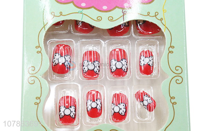 Cute Bowknot Pattern Fake Nail Artificial Nail Tips For Kids