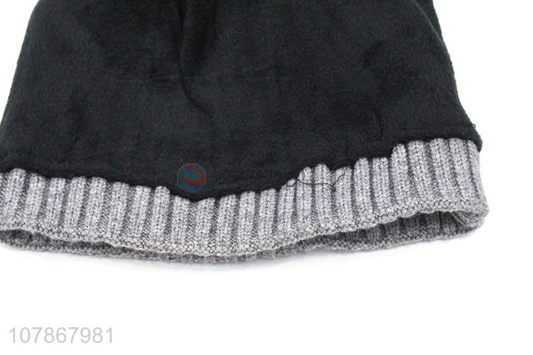 Factory direct sale gray wool knitted hat men sports melon leather hat