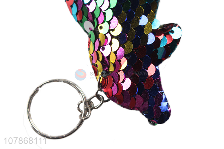 Wholesale Colorful Sequins Dolphin Shape Keychain