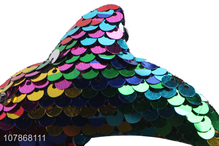 Wholesale Colorful Sequins Dolphin Shape Keychain