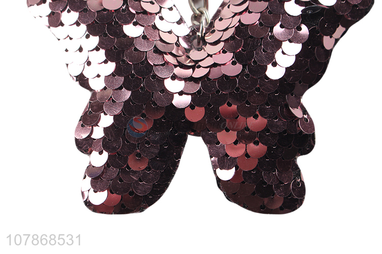 Unique Design Sequin Butterfly Keychain Cute Key Rings