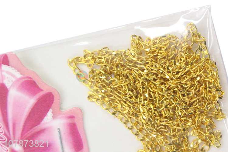 Hot selling golden hollow chain metal nail decoration accessories