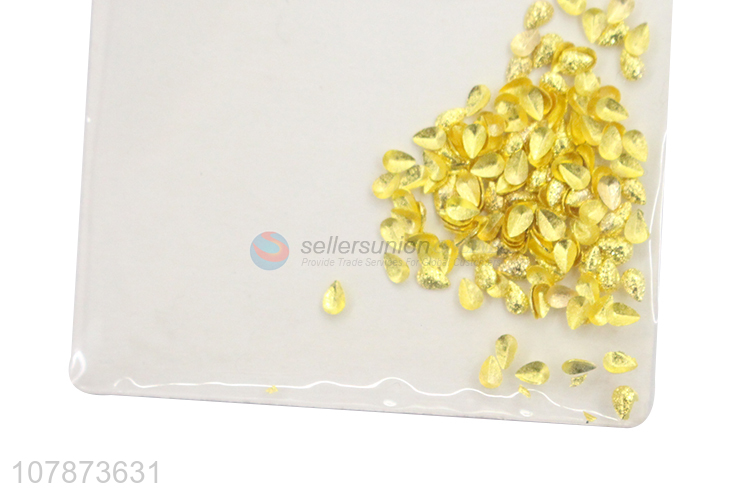 Hot sale golden geometric shape nail art decoration metal accessories