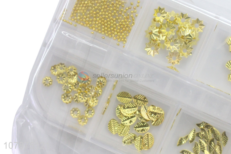 Factory direct sale golden flat nail decoration DIY nail art Jewelry