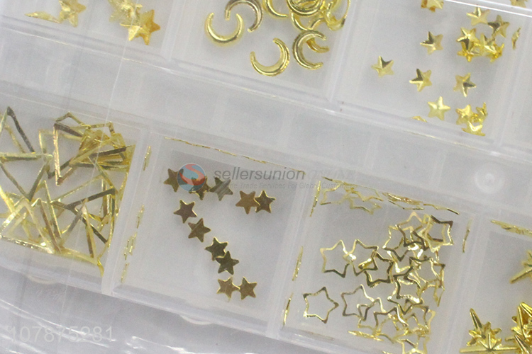 China Export Golden Metal DIY Nail Art Sticker Rhinestones Set