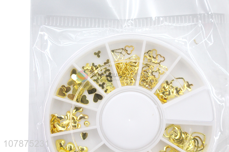 Yiwu wholesale golden multi-style DIY metal nail art stickers set