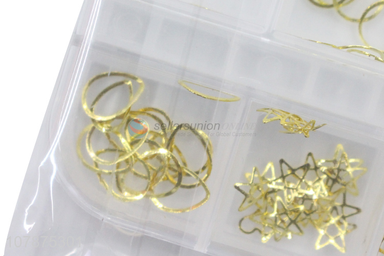 Simple style golden DIY metal nail sticker creative nail art accessories