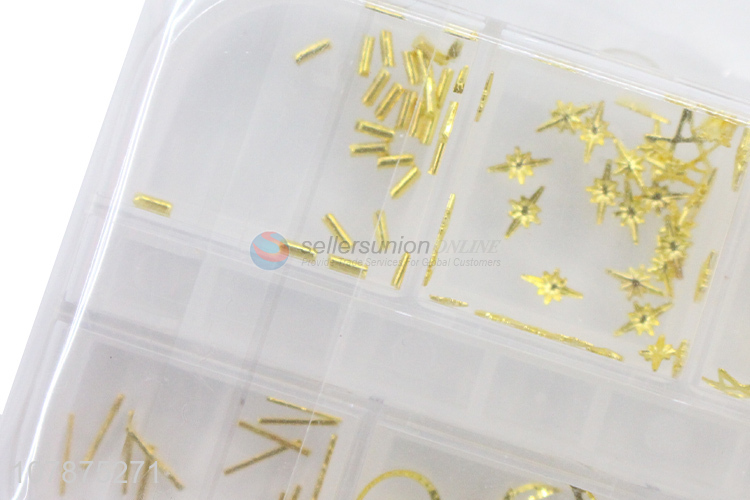 New Arrival Golden Mini Flat DIY Nail Sticker Rhinestones set