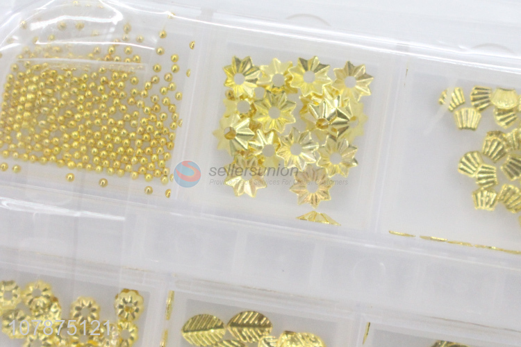 Factory direct sale golden flat nail decoration DIY nail art Jewelry
