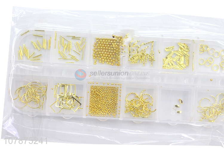 Hot sale golden multistyle sticker diamond DIY nail art jewelry set