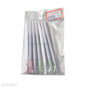 Yiwu Wholesale White Plastic Writing Ballpoint Pen Set 7 packs