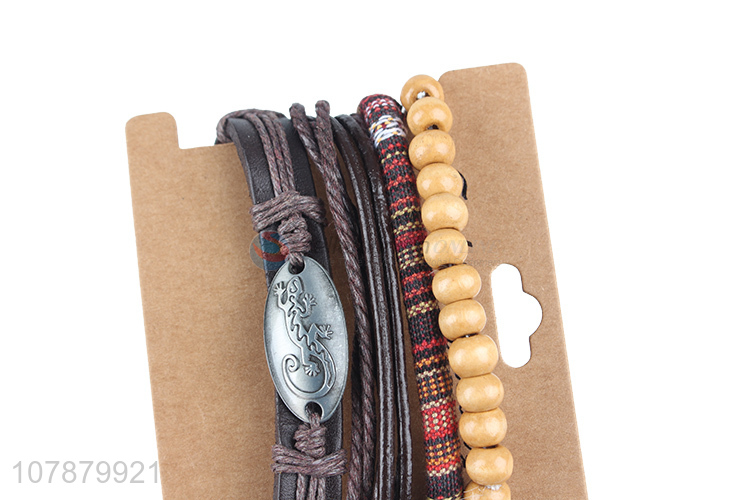 Wholesale from china cowhide leather hand-woven jewelry bracelet