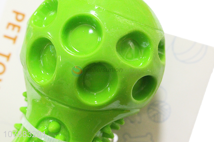 Good Quality Green TPR Barbell Pet Chew Toy Interactive Dog Toy