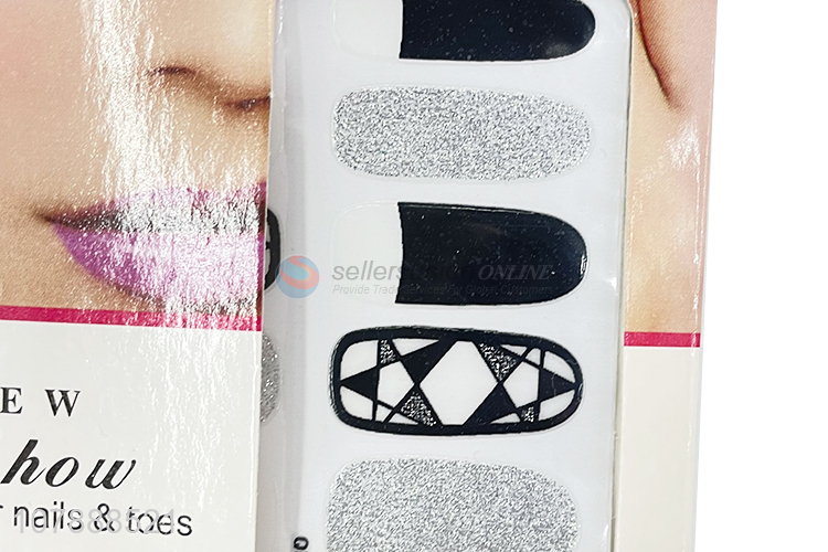 High quality cool glitter nail wraps waterproof nail polish strips