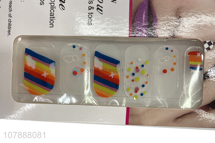 Wholesale popular summer rainbow color nail polish strips nail wraps