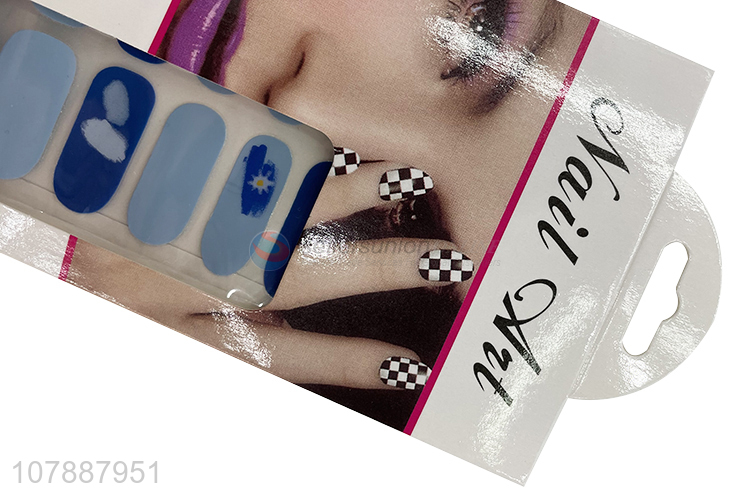High quality tender blue real nail polish strips nail art wraps