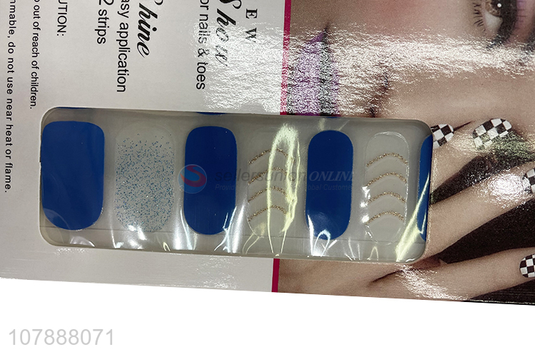 Latest arrival gold glitter nail polish strips for nail art