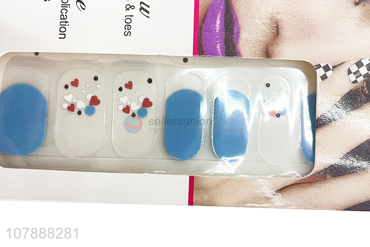 Hot sale fashionable heart pattern nail polish strips for summer