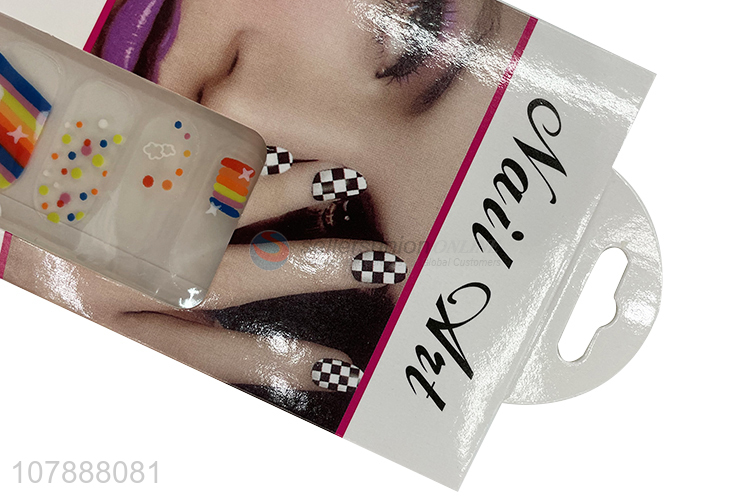 Wholesale popular summer rainbow color nail polish strips nail wraps