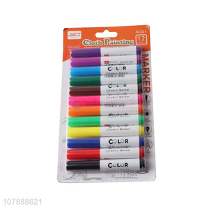 Online wholesale 12 colors fabric marker pens cloth painting pens