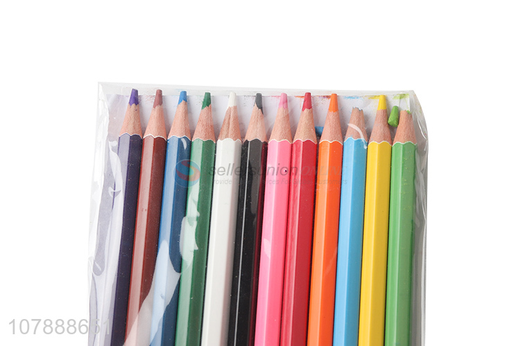 China products 12 pieces erasable wooden colored pencils for kids drawing