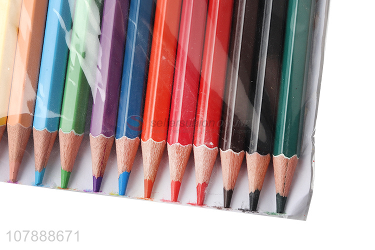 Hot selling kids stationery 12 pieces water-soluble wooden colored pencils