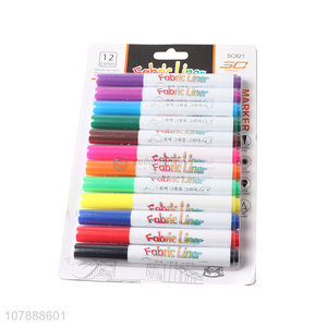 New arrival 12 colors fabric liner set permanent fabric marker pens