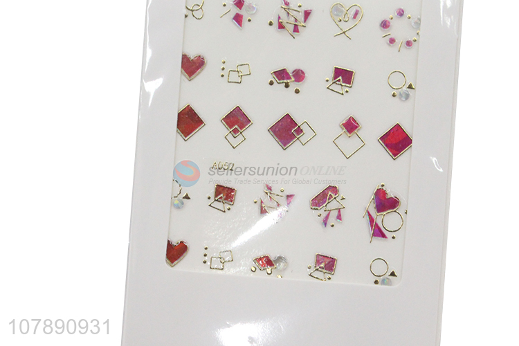 Factory direct sale rose red creative paper nail stickers for ladies