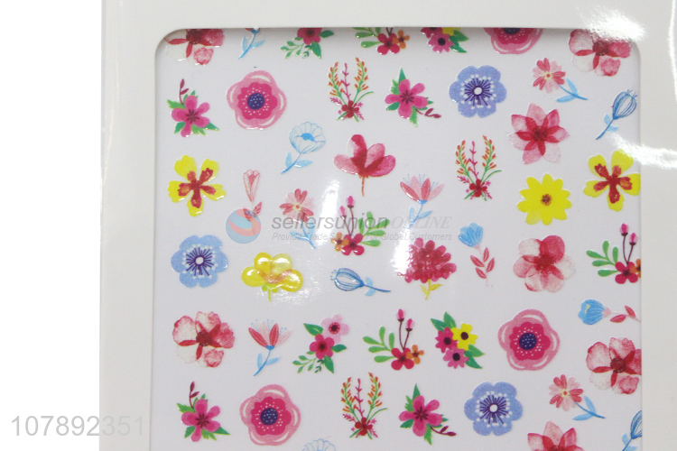 China factory colourful flower diy paper nail art stickers wholesale