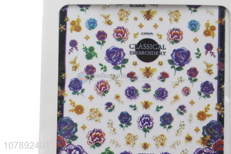 Low price eco-friendly flower pattern paper nail art stickers