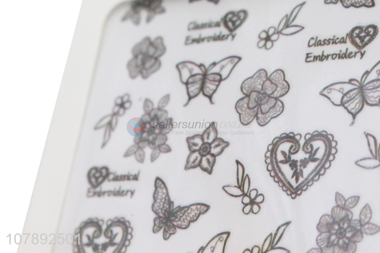 Factory direct sale black lady paper nail art stickers wholesale