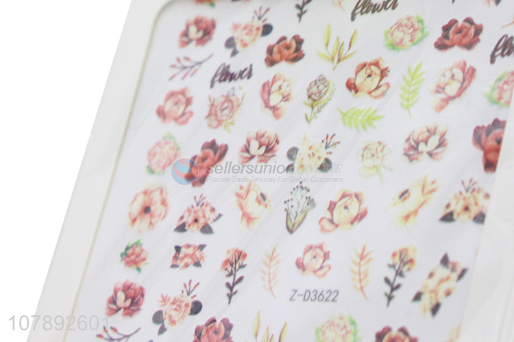 Hot selling durable paper flower pattern mini nail art stickers