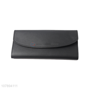 Good price black portable pu leather wallet for men and women